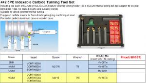 4+2 6PC Indexable Carbide Turning Tool Set